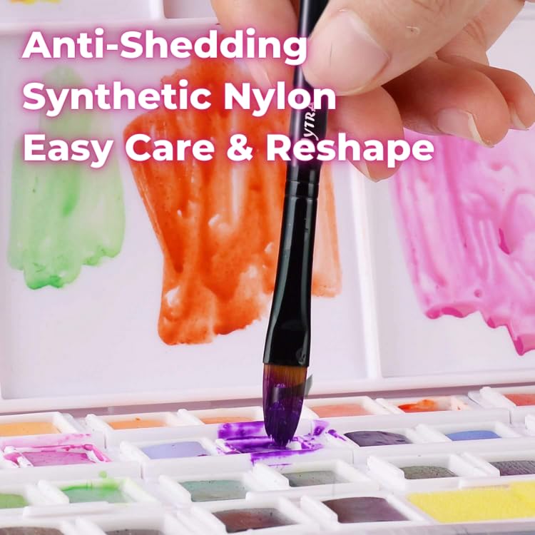 Oytra 5 Pcs Filbert Paint Brushes Set with Long Handle, Oil Painting, Acrylic, Water Color - Image 4