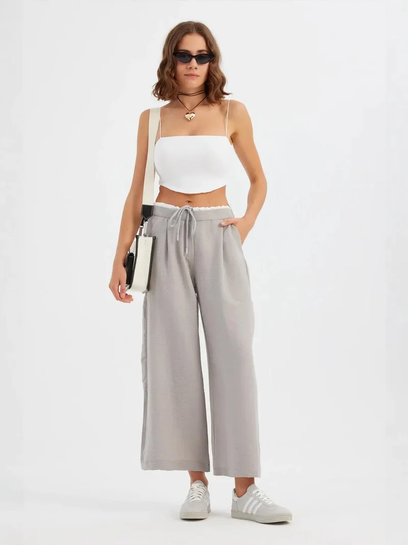 هيكاب Wide-Leg Low-Rise Trousers with Drawstring