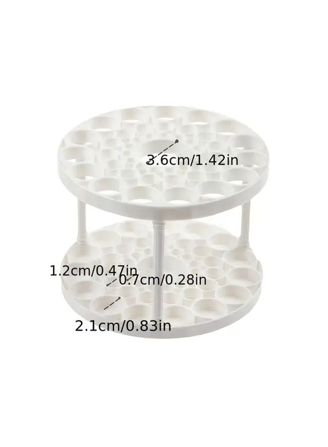 45 Hole Modern Round Desktop Organizer With Multitiered Shelves And Central Dome Top Heavy Duty Plastic Freestanding Vanity For Makeup Brushes Beauty Products Space Saving Storage For Bathroom Dresser Vanity Easy Assembly Required - Image 3