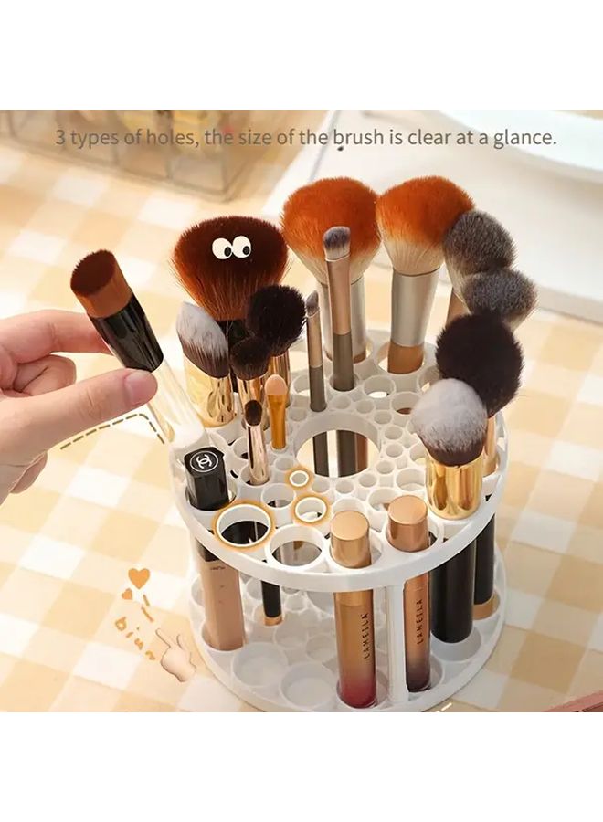 45 Hole Modern Round Desktop Organizer With Multitiered Shelves And Central Dome Top Heavy Duty Plastic Freestanding Vanity For Makeup Brushes Beauty Products Space Saving Storage For Bathroom Dresser Vanity Easy Assembly Required - Image 4
