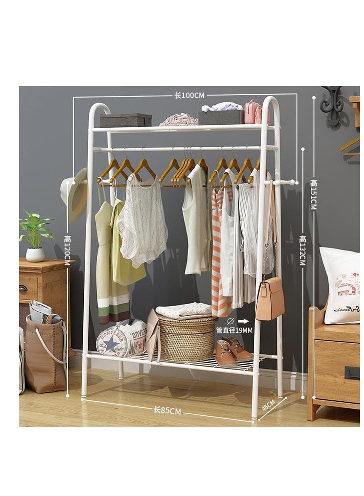 Floor-To-Ceiling Clothes Racks, Double-Layer Clothes Racks, Simple Indoor Clothes Racks, Household Bedroom Clothes Racks, Balcony Cool Hangers White - Image 1