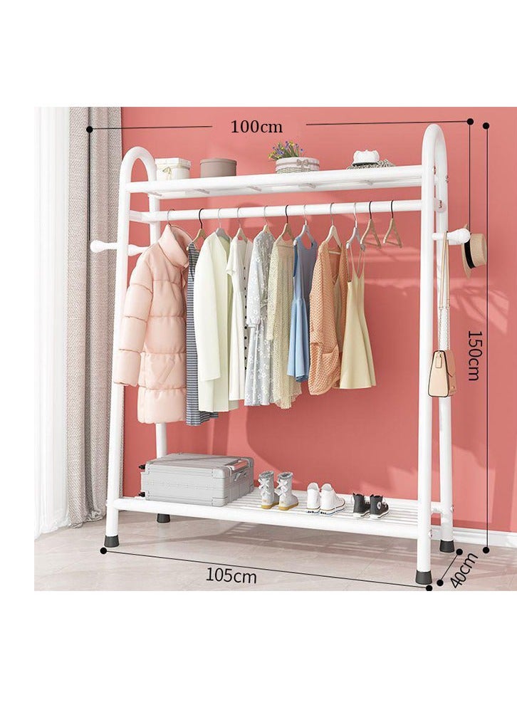Floor-To-Ceiling Clothes Racks, Double-Layer Clothes Racks, Simple Indoor Clothes Racks, Household Bedroom Clothes Racks, Balcony Cool Hangers White - Image 2