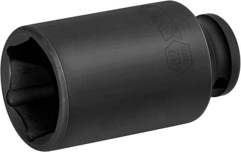 Jetech 1/2-Inch Drive 32mm Deep Impact Socket with 6-Point Design, Heat-Treated Chrome Molybdenum Alloy Steel, Metric - Image 1