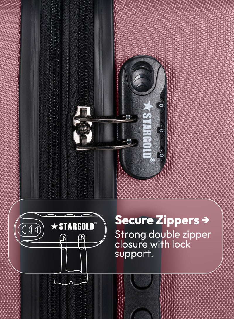 ستارجولد مجموعة أمتعة من 4 قطع، حقيبة سفر صلبة من مادة ABS مع سحاب قابل للتمدد، وعجلات دوارة 360 درجة، وقفل رقمي، وحقيبة سفر خفيفة الوزن بعجلات - Image 4