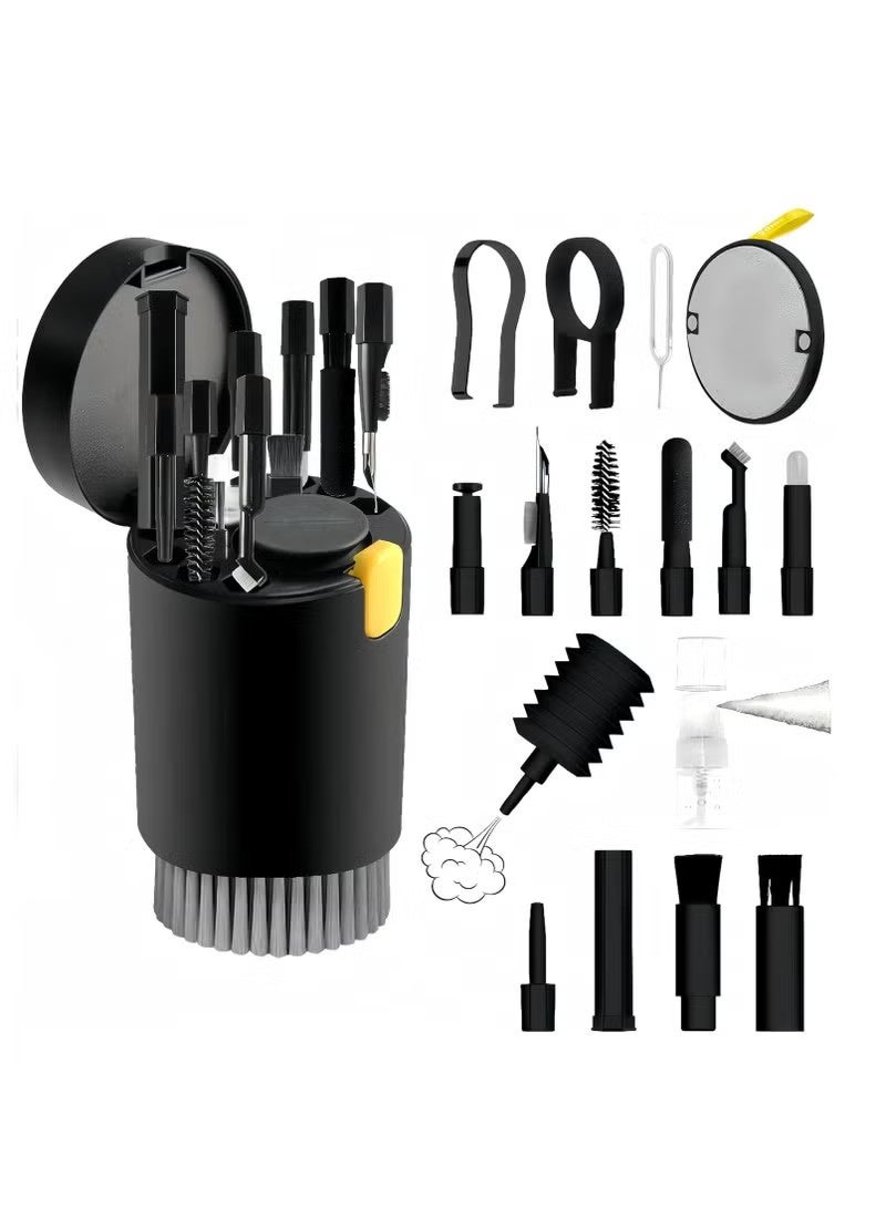 20-in-1 Laptop Phone screen earplug cleaning kit, keyboard cleaning kit, keyboard cleaning kit with electronic brush spray (black) - Image 1