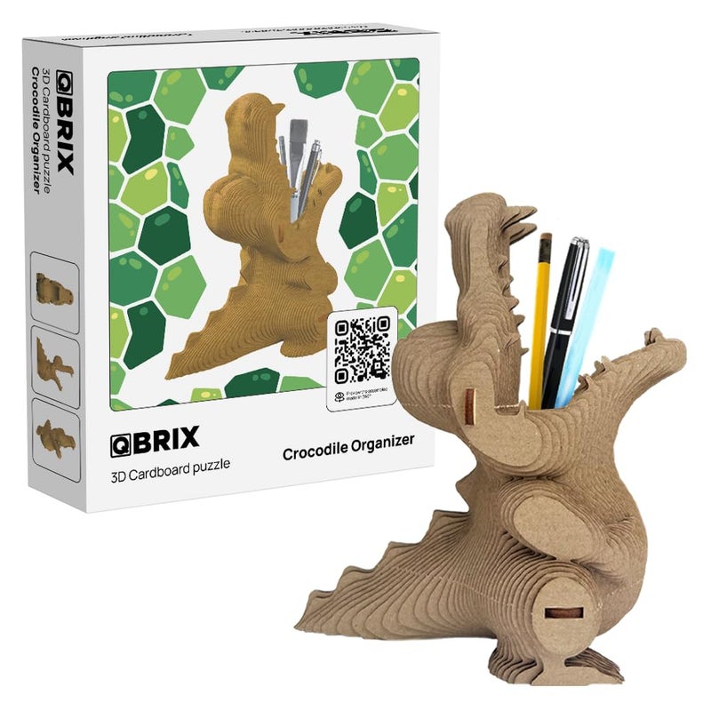 QBRIX Crocodile Organizer 3D Puzzles for Adults 3D Model Kit for Teens DIY Crafts for Home Decor Original Gift for BoysGirls Cardboard Model Building Kit - Image 3