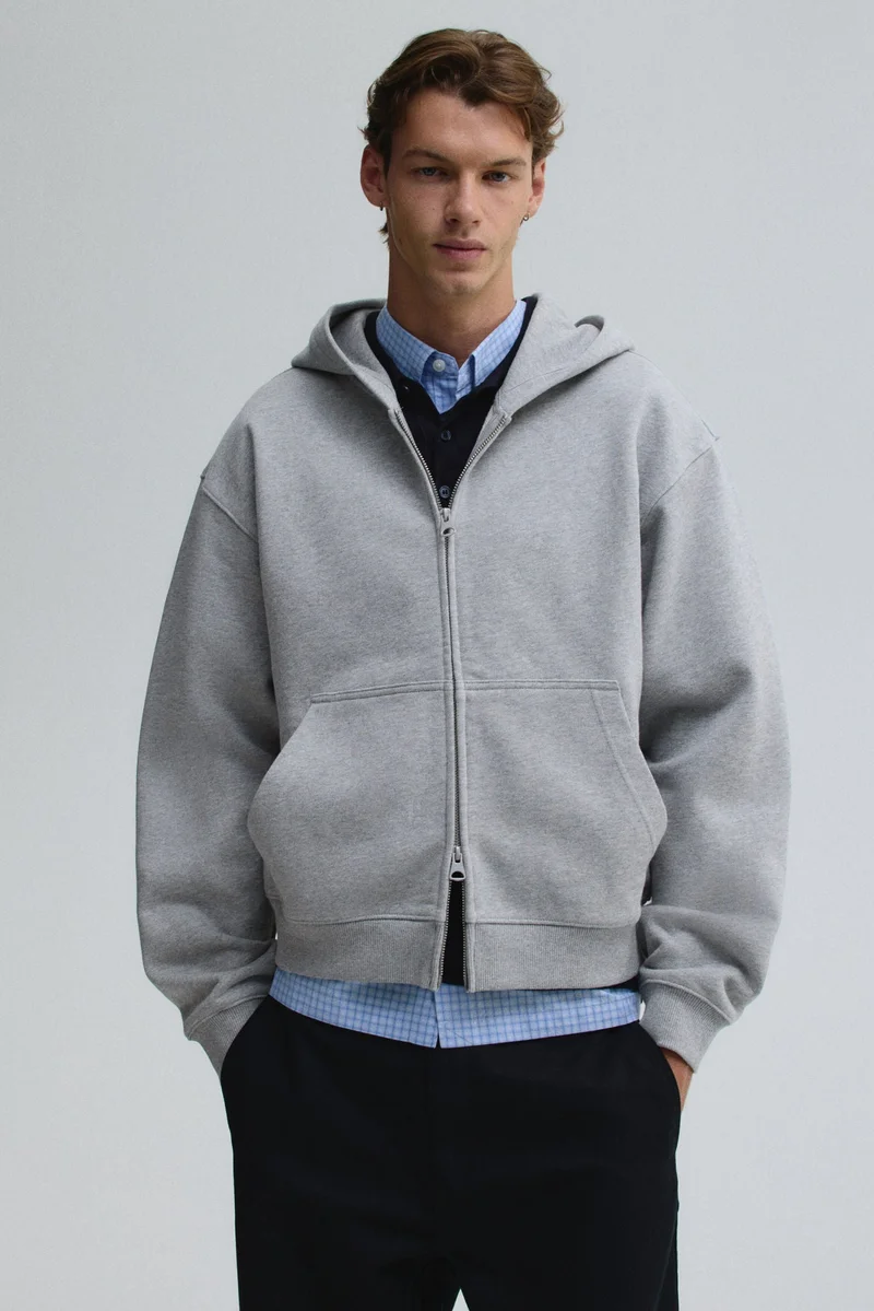 H&M Loose Fit Boxy-style zip-through hoodie
