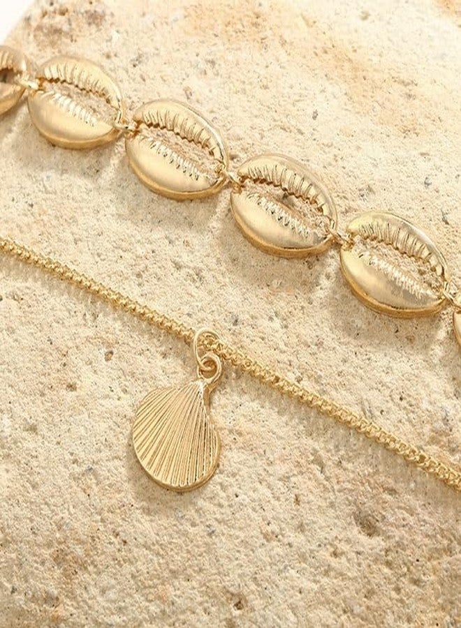 El Regalo 2 Layered Golden Cowrie Shell Charms Necklace- Bohemian Shell Charm Multilayerd Chain Necklace for Girls & Women - Image 4