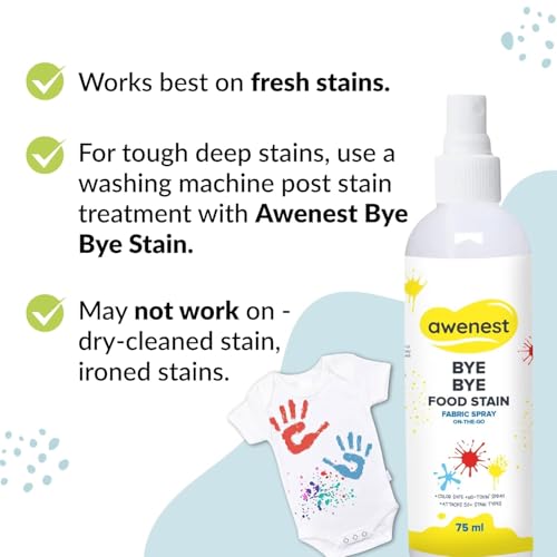 Awenest Bye Bye Food Stain & Ink Stain Remover Combo | Removes Food, Ink, Pencil, Marker, and Acrylic Stains from Fabric | Instant Spray Stain Remover | Plant-based, Toxin-Free, Safe for Kids & Fabric - Image 2