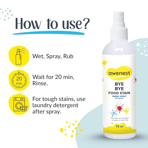 Awenest Bye Bye Food Stain & Ink Stain Remover Combo | Removes Food, Ink, Pencil, Marker, and Acrylic Stains from Fabric | Instant Spray Stain Remover | Plant-based, Toxin-Free, Safe for Kids & Fabric - Image 3
