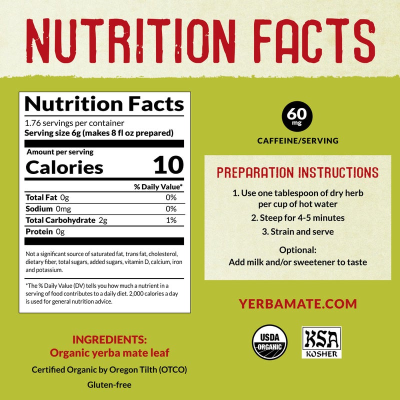 ECOTEAS Organic Yerba Mate Loose Leaf Tea - Natural Energy & Detox Herbal Tea - Coffee Alternative - Kosher, Non-GMO, Gluten-Free - Unsmoked Pure Leaf from Argentina, 1 lb (Pack of 1) - Image 2