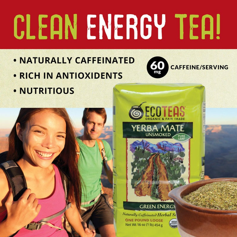 ECOTEAS Organic Yerba Mate Loose Leaf Tea - Natural Energy & Detox Herbal Tea - Coffee Alternative - Kosher, Non-GMO, Gluten-Free - Unsmoked Pure Leaf from Argentina, 1 lb (Pack of 1) - Image 5