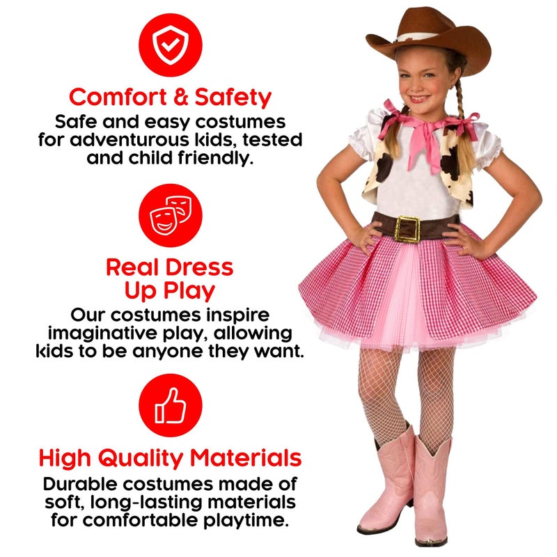 Morph Pink Cowgirl Costume for Girls, Cowgirl Outfits For Girls, Western Outfit For Halloween, Medium - Image 4