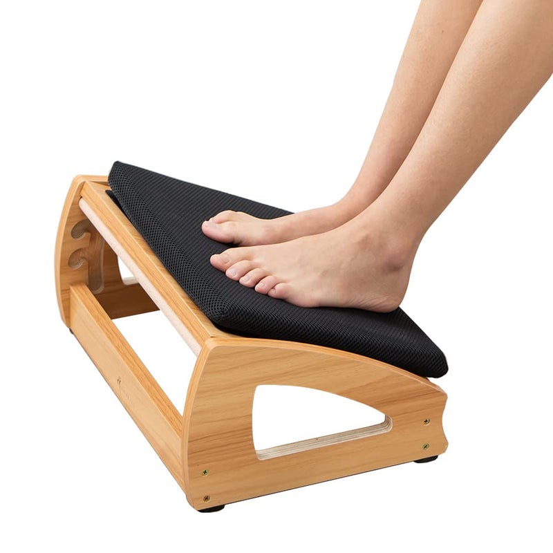 StrongTek Wood Ergonomic Footrest 4Angle Adjustable Foot Stool for Desk Office Footrest AntiSlip Foot Stand for Under Desk Enhances Posture Promotes Blood Circulation Easy Assembly Espresso