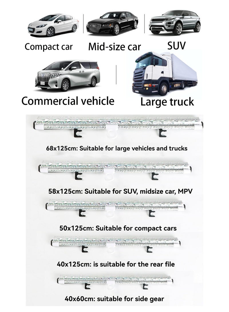 45*125 فضي [3 أكواب شفط متضمنة] مظلة سيارة قابلة للسحب، مظلة كبيرة للزجاج الأمامي، مظلة واقية أوتوماتيكية دوارة، مناسبة للشركات الصغيرة والمتوسطة والسيارات الرياضية متعددة الاستخدامات والشاحنات الكبيرة - Image 3