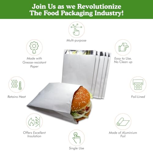 Regency Wraps Grease Resistant Snack Serving Bags, Foil Lined, Pack of 25 For Burgers, Sandwiches, Panini's, Pitas, Insulated to Keep food Warm - Image 2