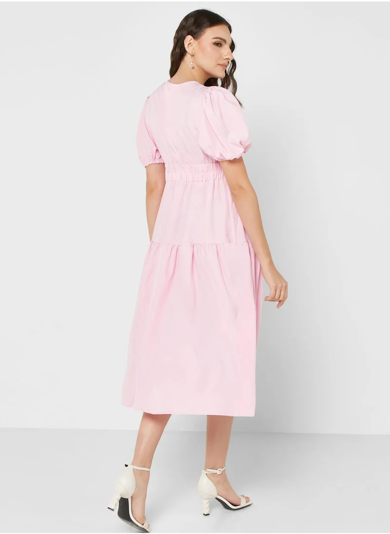 ELLA Puff Sleeve Tiered Dress