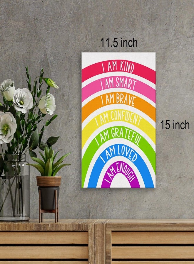 Zauly Rainbow Kids Affirmations Wall Art Canvas Painting Print Framed I Am Kind Smart Loved Artwork Canvas Sign for Nursery Decor (12x15 Inch) - Image 2