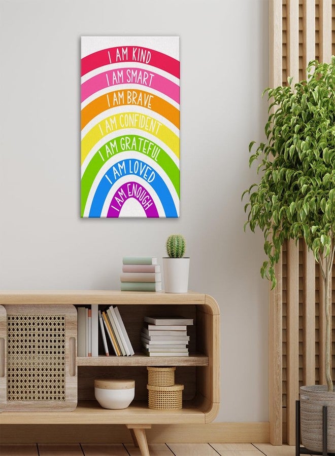 Zauly Rainbow Kids Affirmations Wall Art Canvas Painting Print Framed I Am Kind Smart Loved Artwork Canvas Sign for Nursery Decor (12x15 Inch) - Image 4