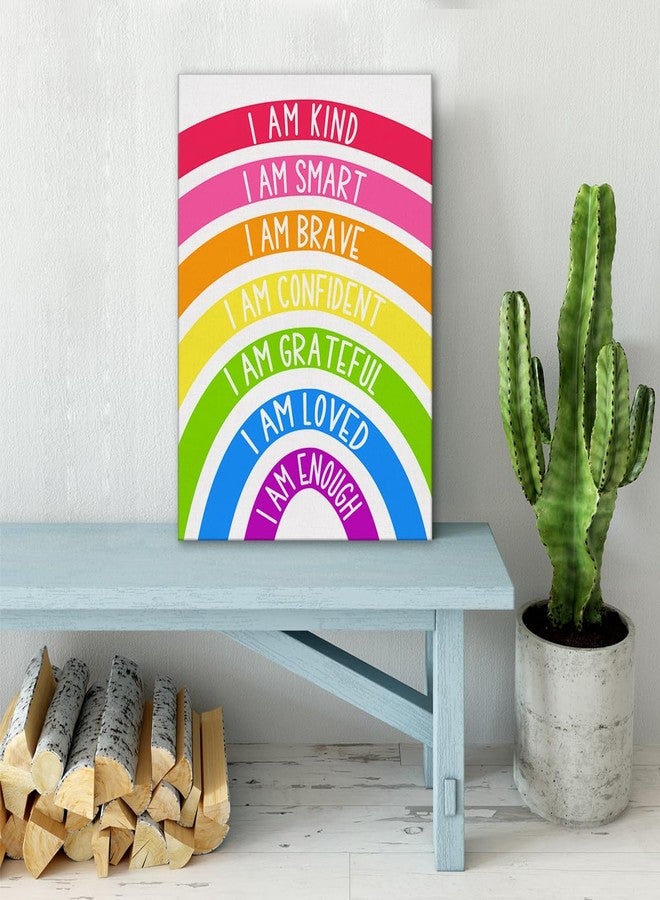 Zauly Rainbow Kids Affirmations Wall Art Canvas Painting Print Framed I Am Kind Smart Loved Artwork Canvas Sign for Nursery Decor (12x15 Inch) - Image 5