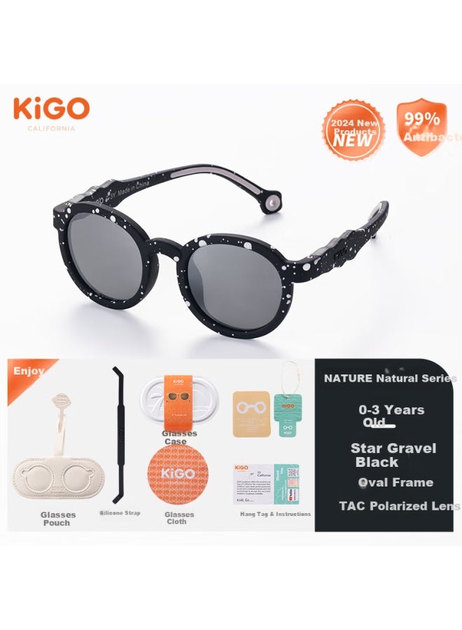 Kigo New Children's Outdoor Polarized Uv Protection Sungl Starry Black 0-3 Years Old - Image 1