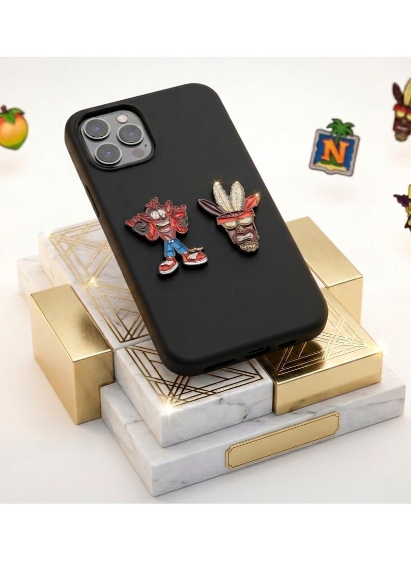 Crash A pack mobile phone sticker featuring the Crash Bandicoot metal game badge and characters. - Image 3