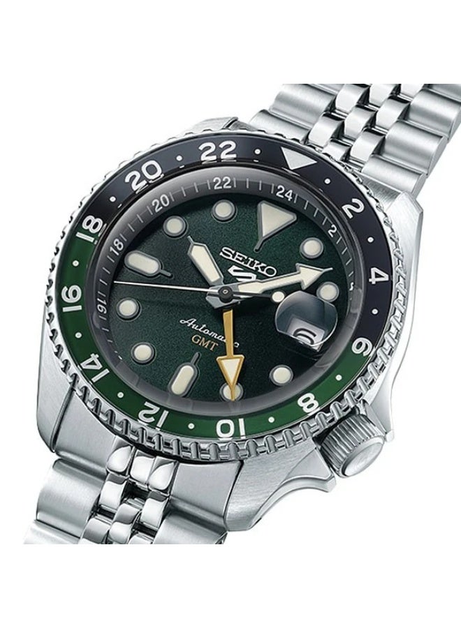 Seiko 5 Sports SKX Series GMT Men’s Watch SBSC019, 42.5mm Dark Green Dial, Silver Stainless Steel Case & Bracelet, 100 m WR - Image 1