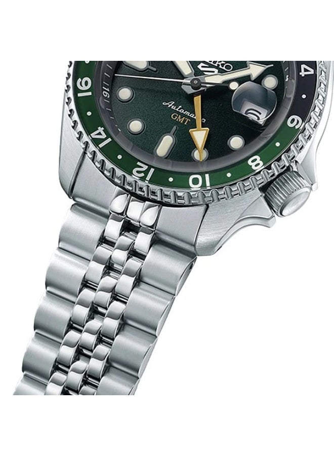 Seiko 5 Sports SKX Series GMT Men’s Watch SBSC019, 42.5mm Dark Green Dial, Silver Stainless Steel Case & Bracelet, 100 m WR - Image 4