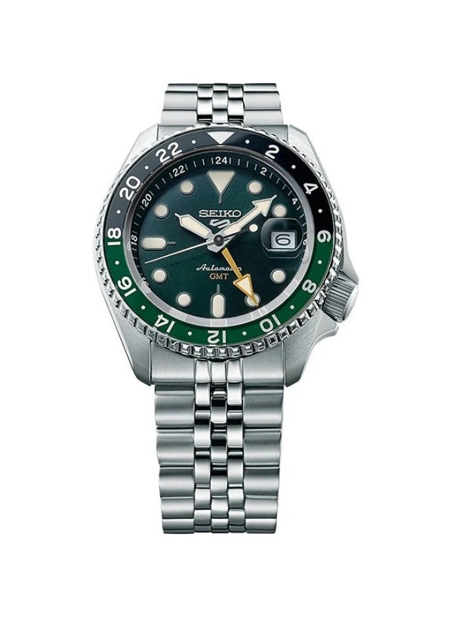 Seiko 5 Sports SKX Series GMT Men’s Watch SBSC019, 42.5mm Dark Green Dial, Silver Stainless Steel Case & Bracelet, 100 m WR - Image 5