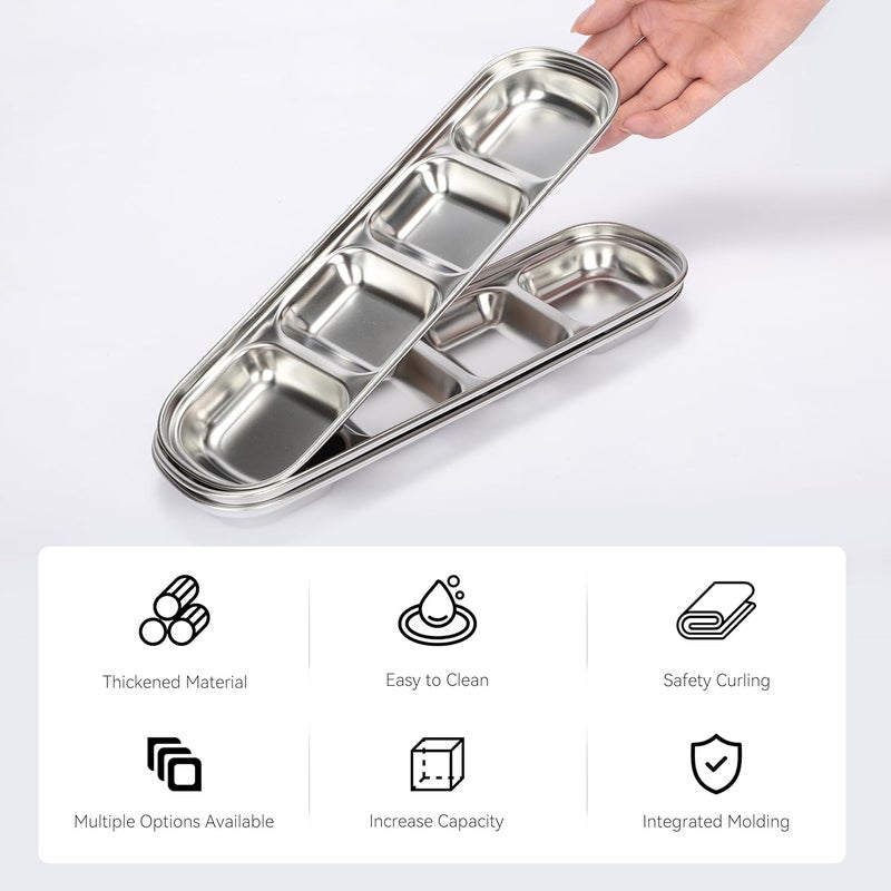 drizzle 3PCS Sauce Dish Stainless Steel Soy Tomato Sauce Salt Vinegar Sugar Spices Flavor Condiment Dip Bowls Korean BBQ Home Kitchen Plates - Image 3