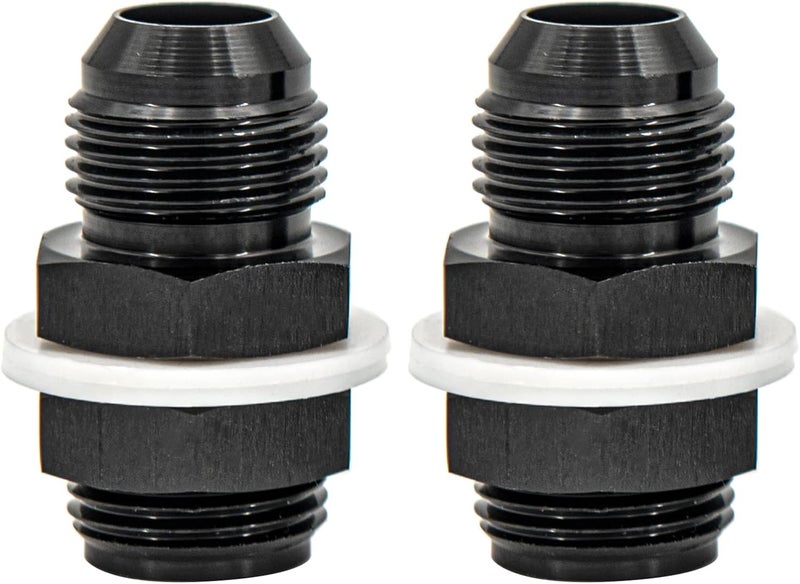 CNRAQR 10AN to 10AN Male Flare Straight Fuel Cell Bulkhead Fittings - Aluminum Black (2 Pcs) - Image 1