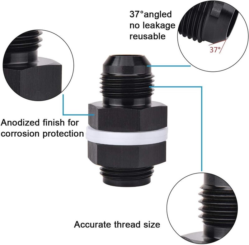 CNRAQR 10AN to 10AN Male Flare Straight Fuel Cell Bulkhead Fittings - Aluminum Black (2 Pcs) - Image 3