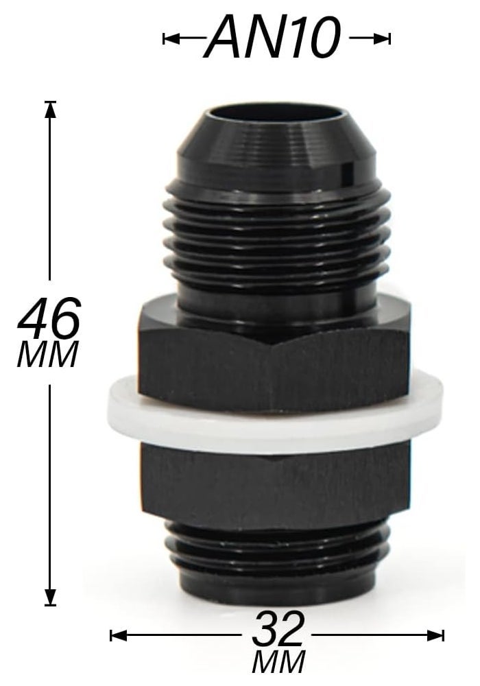 CNRAQR 10AN to 10AN Male Flare Straight Fuel Cell Bulkhead Fittings - Aluminum Black (2 Pcs) - Image 2