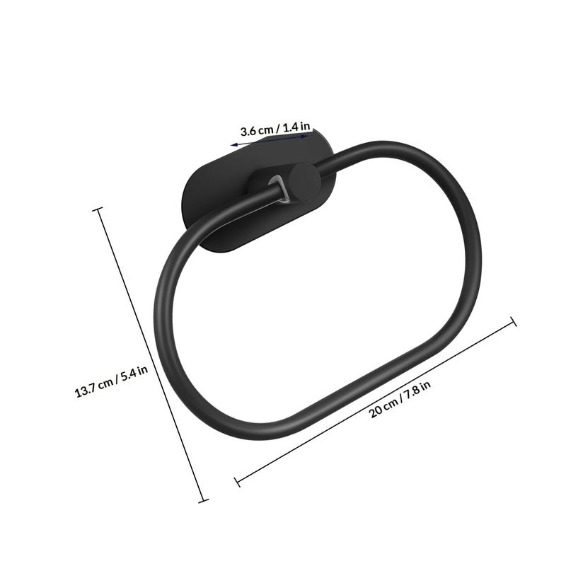 Black Oval Towel Ring Wall Mounted Bathroom Towel Holder Metal - Image 3