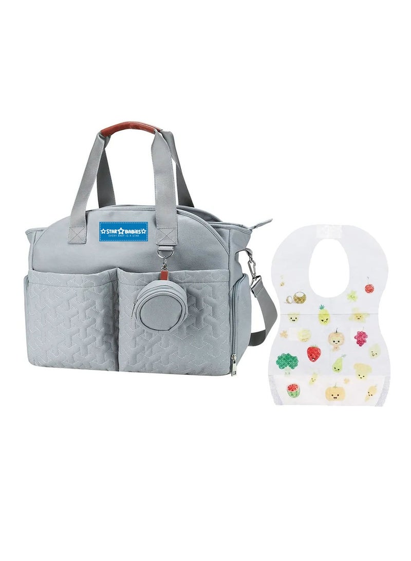 STAR BABiES Star Babies Buy 1 Get 10 (Buy Diaper Portable Bag Pacifier Pouch with Get Disposable Bibs 10pcs Free)-Light Blue  - Image 1