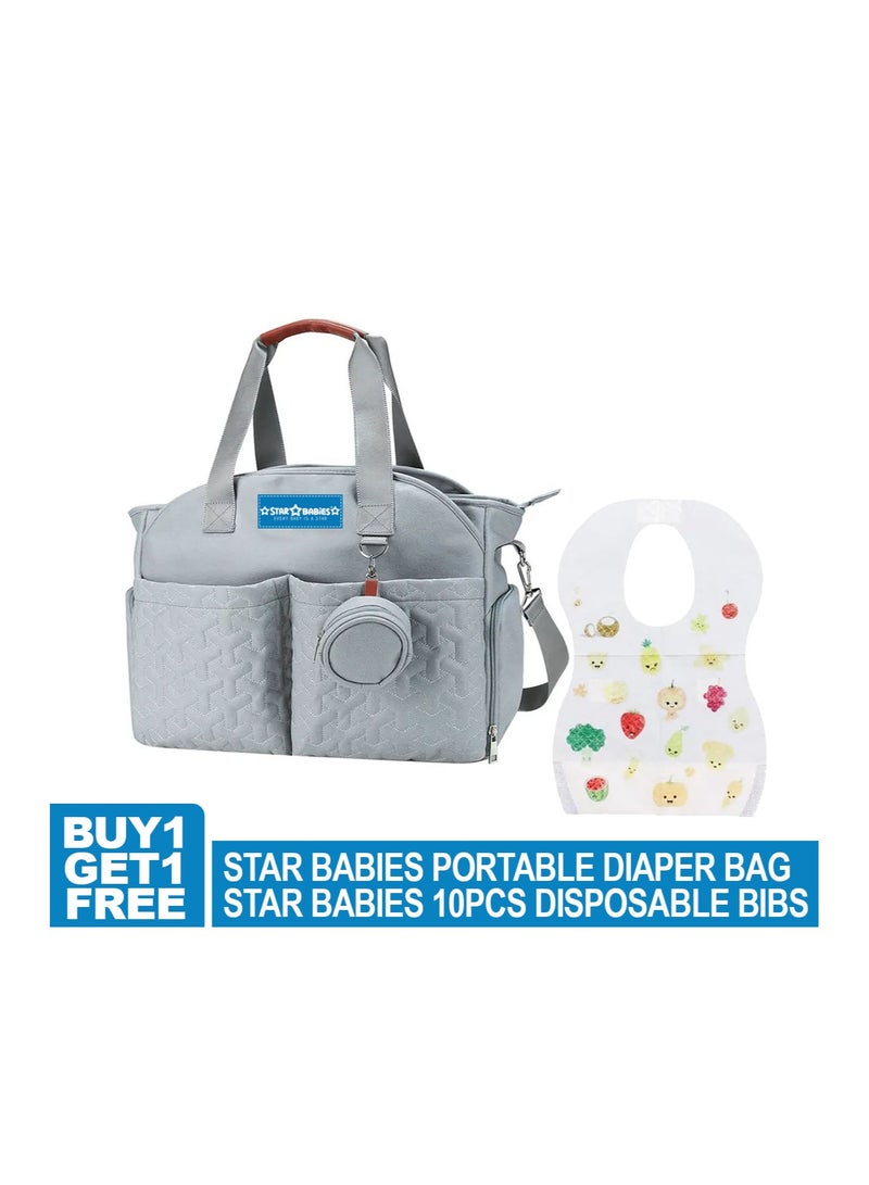 STAR BABiES Star Babies Buy 1 Get 10 (Buy Diaper Portable Bag Pacifier Pouch with Get Disposable Bibs 10pcs Free)-Light Blue  - Image 2