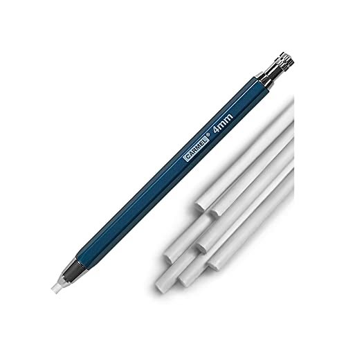 Carmel 4mm Mechanical Grease Pencil Holder + 25 Refills (White), Clutch Pencil with Thick Waxy Leads, Holder for Drawing, Clutch Pencil for Holding Soft Greasy Leads, Mechanical China Marker - Image 1