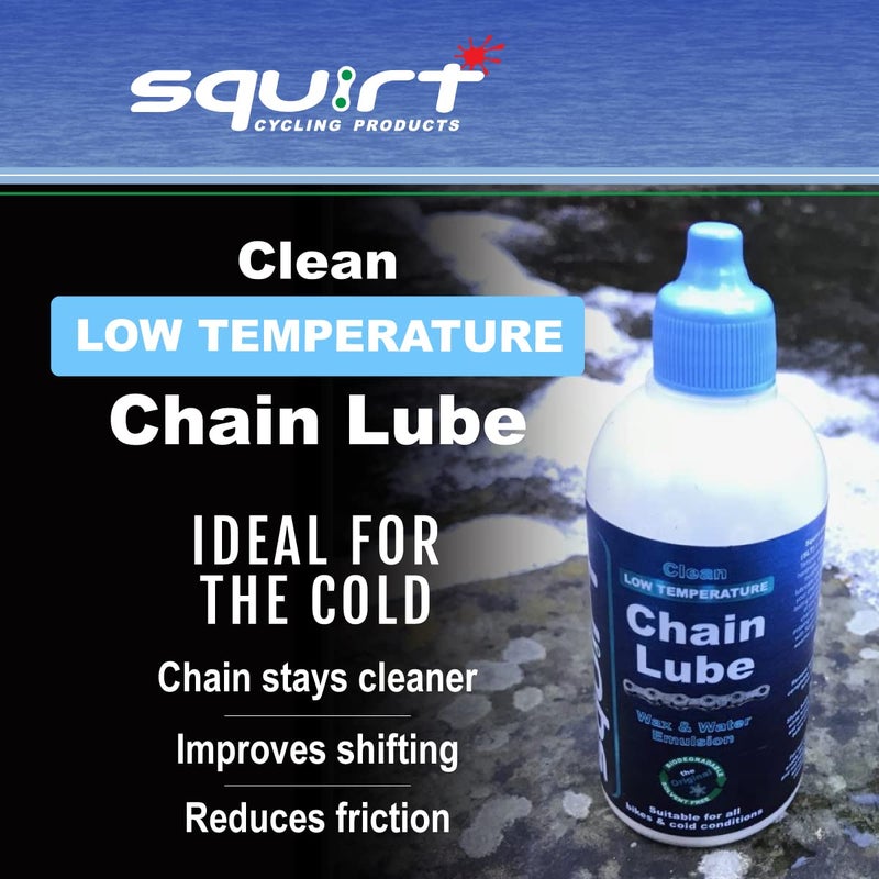 Squirt Low-Temperature Chain Lube for Bikes (4 Oz) – Low Temperature All Weather Bike Chain Lube – Cold Weather Lubricant to Reduce Noise & Chainsuck - Image 1