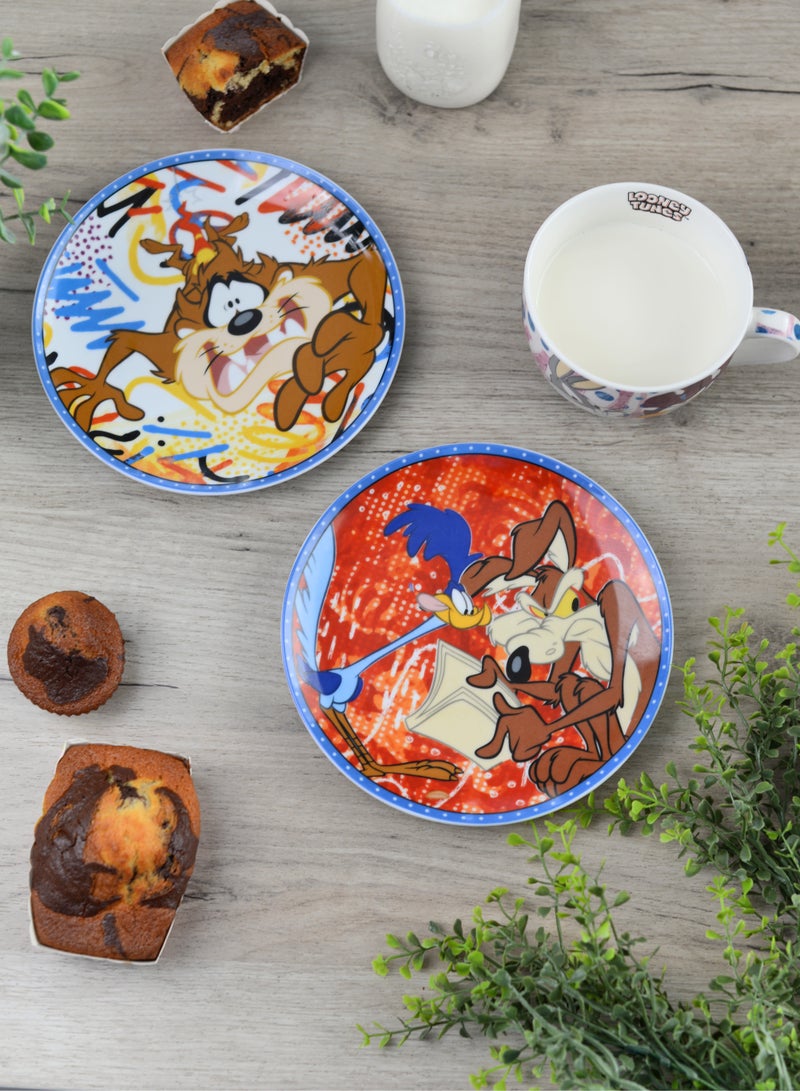 EGAN Looney Tunes Dessert Plate 19cm – Porcelain Plate for Looney Tunes Lovers – Microwave & Dishwasher Safe – Fun Tableware for Snacks, Cake & Desserts (TAZ) - Image 2