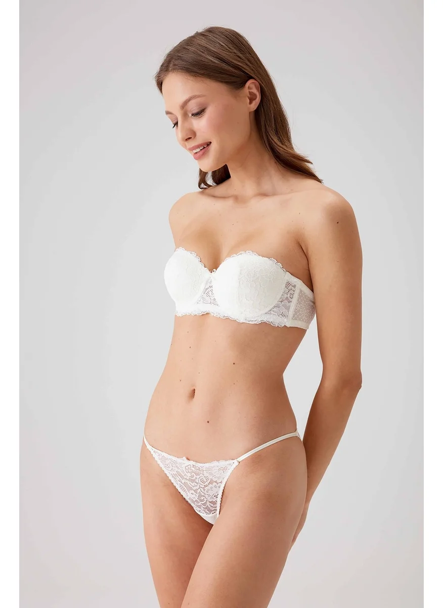 بيير كاردان 4032 Women's Underwire Strapless Supported Bra Set