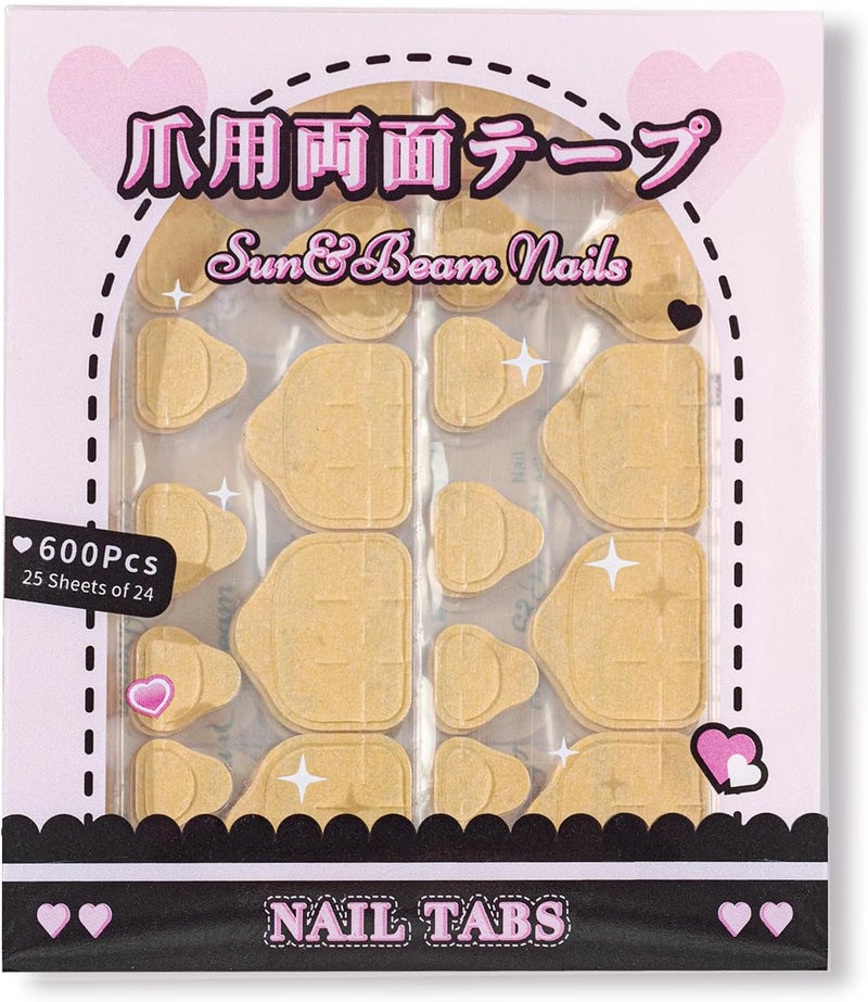 Sun&Beam Nails Adhesive Tabs 25 Sheets for Press On False Nail Gel Glue Double Sided Stickers Waterproof Transparent Strong Sticky (25 Sheets/600 Pcs) (for feet 25 Sheets (600 pcs)) - Image 1