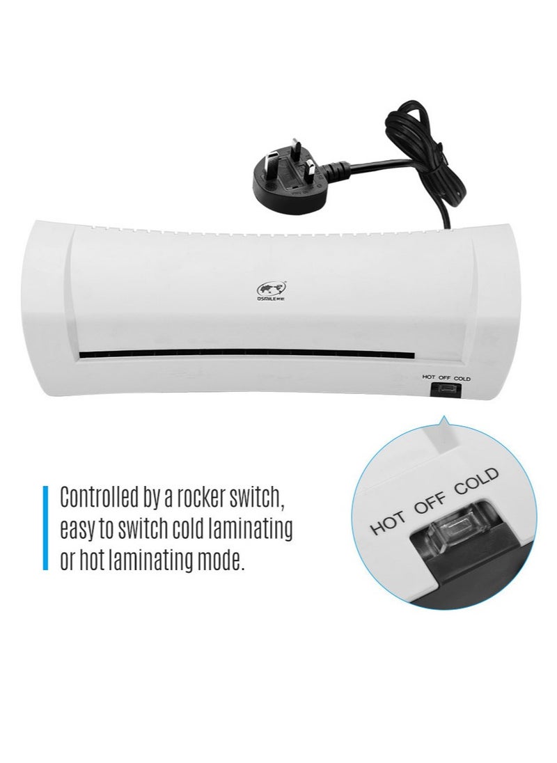 OSMILE - SL200 Laminator Machine Hot and Cold Laminating Machine Two Rollers A4 Size for Document Photo Picture Credit Card Home School Office Electronics Supplies - Image 1