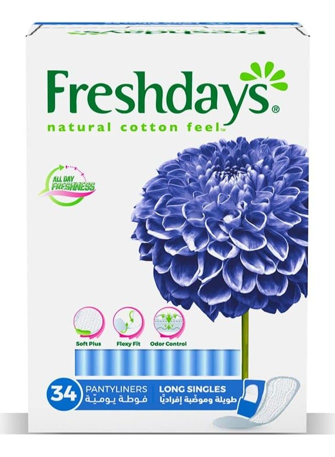 Freshdays 34 pads daily liners long singles