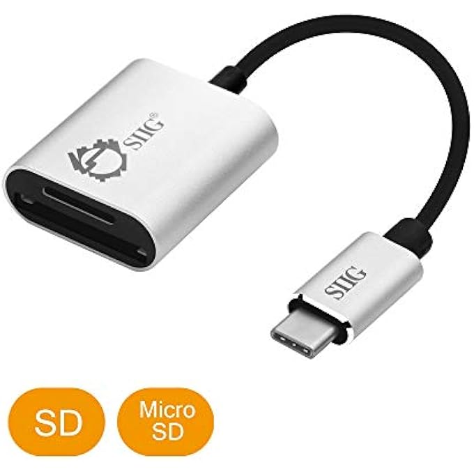SIIG USB TYPE C 2-IN-1 CARD READER FOR SD & MICRO SD - COMPACT ALUMINUM CASE - 5GBPS DATA TRANSFER RATE - FOR MACBOOK PRO, CHROMEBOOK PIXEL/PIXELBOOK, SAMSUNG GALAXY S8, OTHER USB C DEVICES - SILVER - Image 2