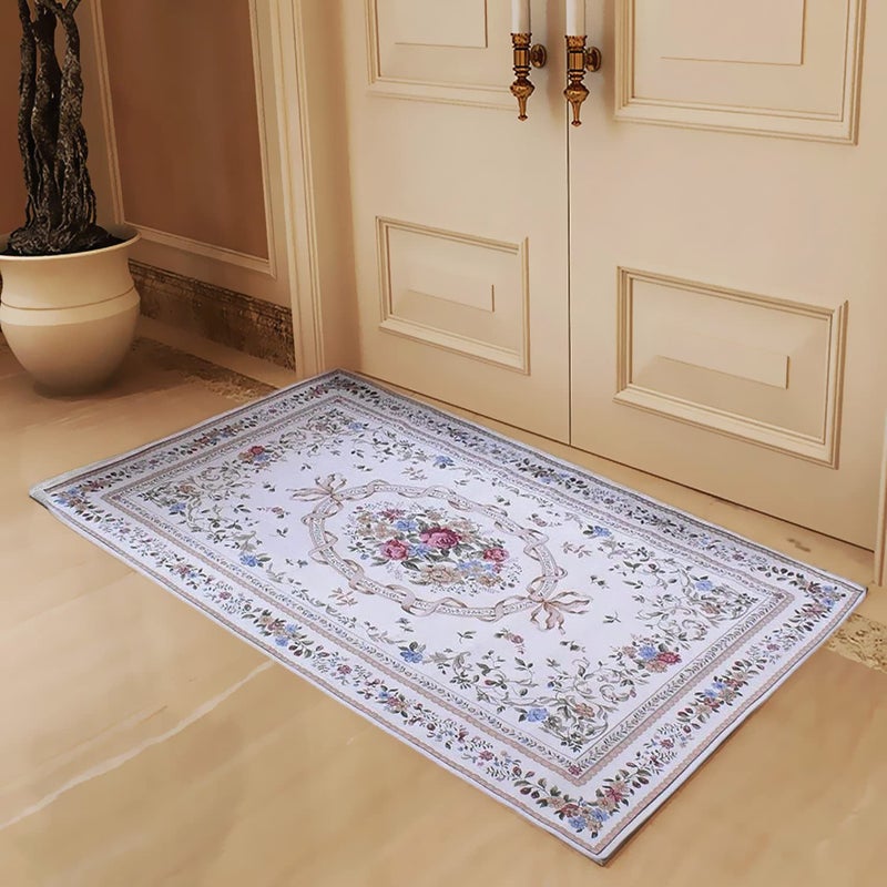 UKELER Luxury Soft Rustic Floral Area Rugs Washable Elegant Non Slip Accent Floor Rugs Carpet for Bedroom 354x55 Euro Romance