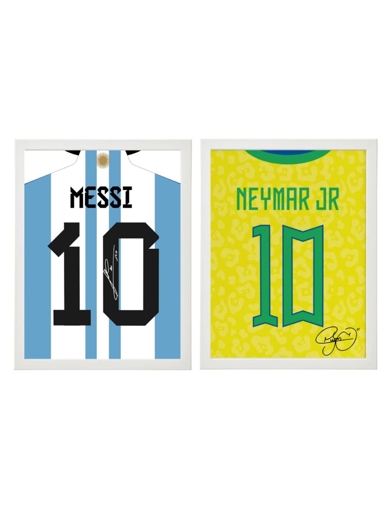Boomah Accessories Set of 2 Messi and Neymar Jr Autographed Jersey Poster with Frame 30x40cm - Image 1