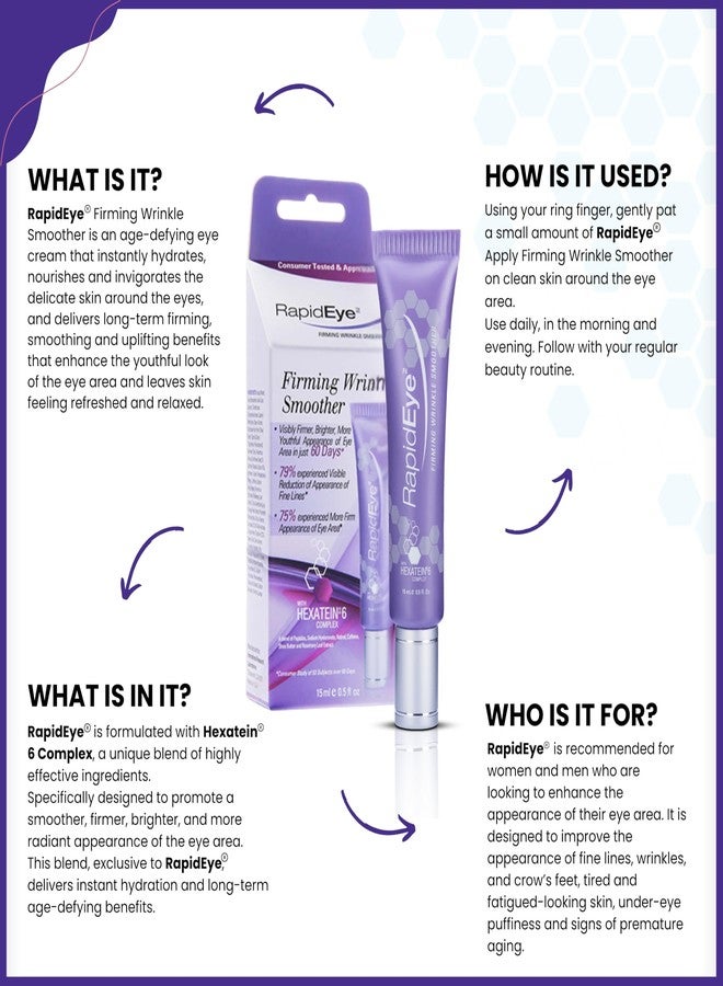 Rapidlash كريم العين المضاد للشيخوخة RapidEye لتقليل التجاعيد - كريم عين مع الريتينول، الكافيين، حمض الهيالورونيك، الببتيدات وفيتامين E - كريم تحت العين لتحسين الانتفاخ، الخطوط الدقيقة والحقائب - 0.5 أونصة سائلة - Image 3