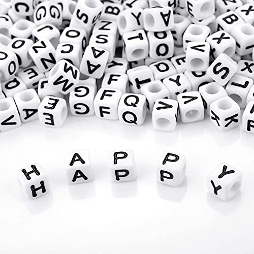 Augshy Alphabet Beads, 1000PCS White Letter Beads Number Cube Beads for Jewelry Making DIY Necklace Bracelet (6mm) - Image 5