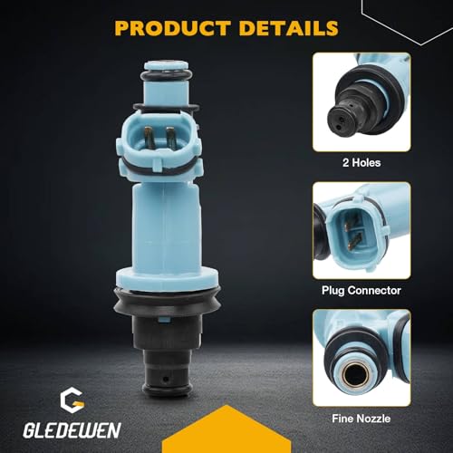 Gledewen Fuel Injectors Set of 6 23250-46090 Compatible with 1998-2005 Lexus GS300, 2001-2005 Lexus lS300, 1998-2000 Lexus SC300 3.0L, Fuel injectors for 1998 Toyota Supra 2 Holes - Image 5