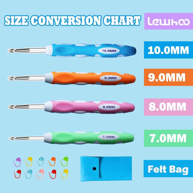 Lewhoo Large Crochet Hooks for Arthritic Hands, Ergonomic Crochet Hook Size L M N P in Case - Image 2